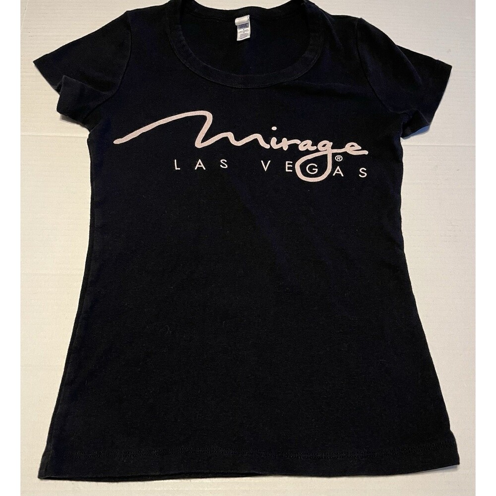 Vintage Style Mirage Las Vegas Graphic T Shirt Black Womens Small Rare Baby Tee